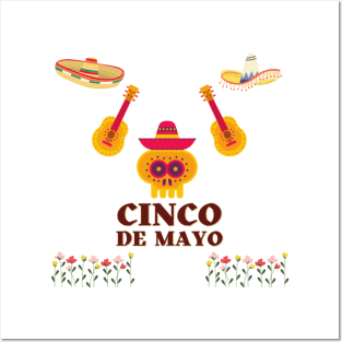 Cinco de Mayo - Sombrero and Guitars (Exclusive 2022 Model TShirt) Posters and Art